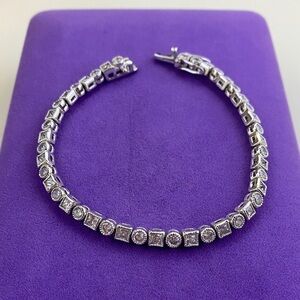 💛 Sterling Silver Geometric CZ Tennis Bracelet